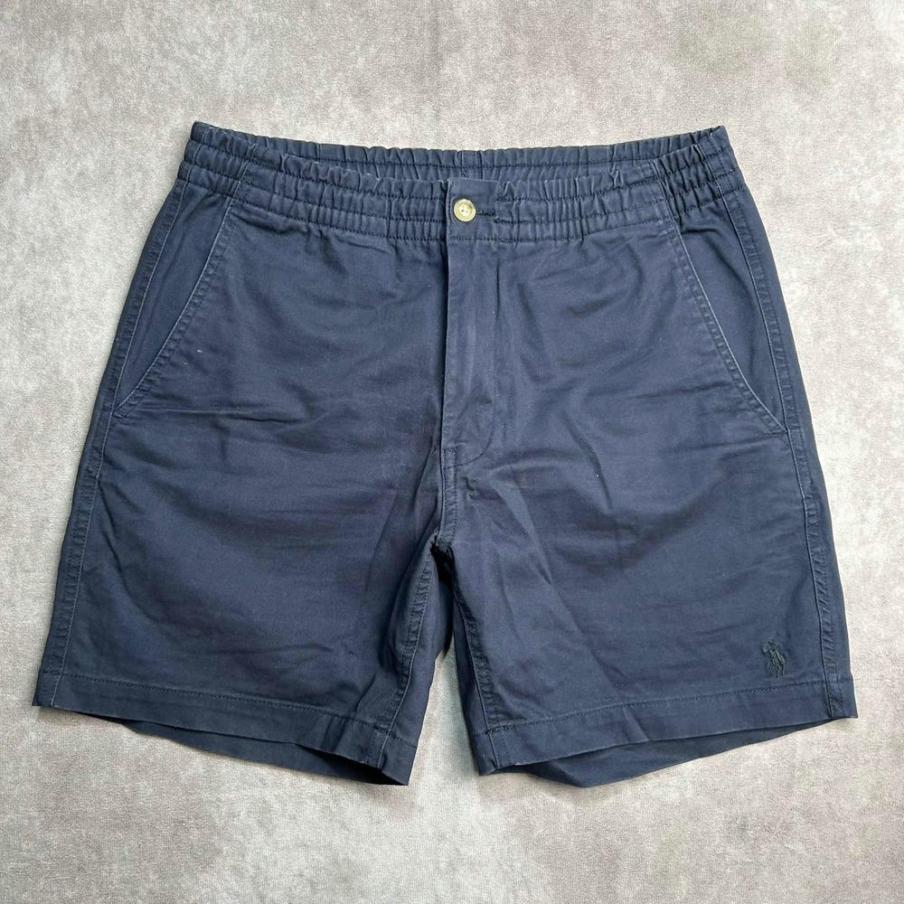 Polo Ralph Lauren Mens Navy Blue Stretch Classic Fit Elastic Waist Shorts Sz S